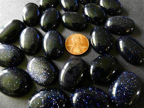 25x18mm Blue Goldstone Glass Cabochon Synthetic Oval Gemstone Cabochon