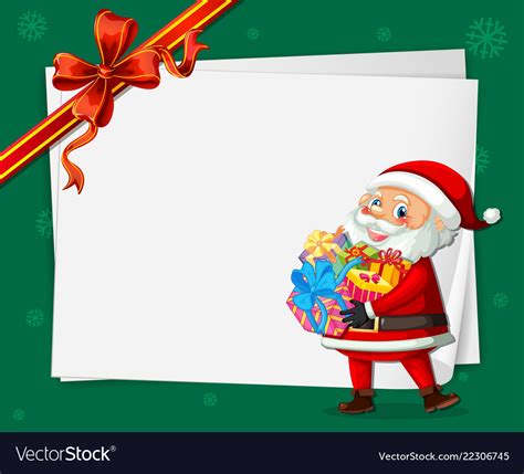 Santa On Christmas Card Template Royalty Free Vector Image