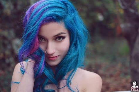 Wallpaper Model Dyed Hair Long Hair Blue Black Hair Fay Suicide