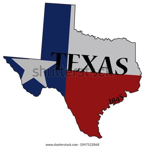 Texas State Outline Flag Date Statehood Stock Vector Royalty Free