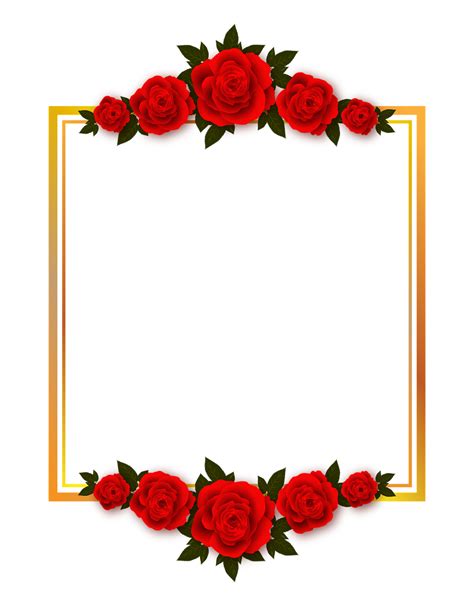 Red Rose Flower Border Design Png Best Flower Site