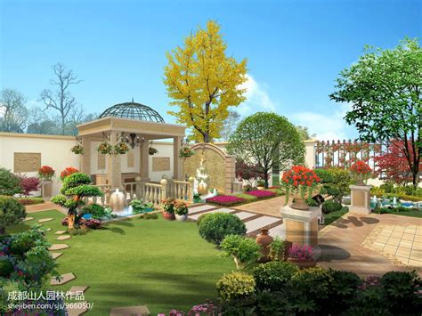 欧式别墅花园设计庭院绿化效果图 设计本装修效果图