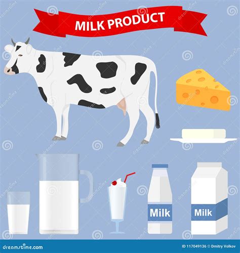 Milchprodukte Ein Satz Milchprodukte Stock Abbildung Illustration
