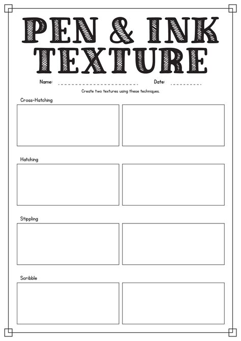 15 Pen And Ink Texture Worksheet