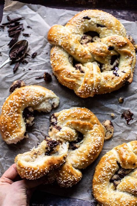 Divide dough into 24 equal pieces. Chocolate Chip Cookie Stuffed Soft Pretzels. - Half Baked ...