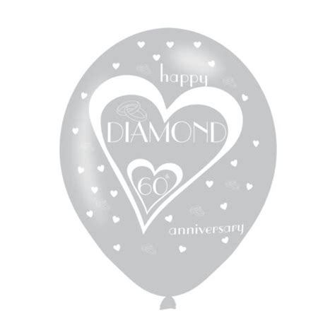 Diamond 60th Anniversary Balloons 11″ Latex 6ct Tons Of Fun Balloons