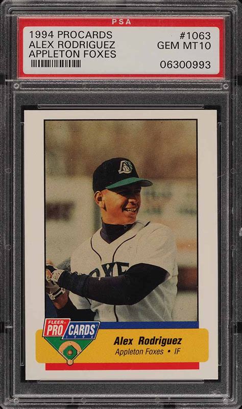 Rookie card, the 1990 topps frank thomas rookie card (no name on front variation) and the 1993 sp derek jeter rookie card are some of the more notable of the era. 1994 Fleer Procards Appleton Foxes Alex Rodriguez ROOKIE ...