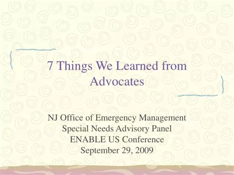 Ppt 7 Things We Learned From Advocates Powerpoint Presentation Free