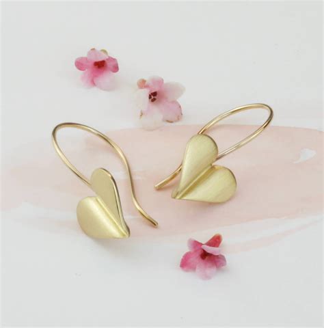 love grows 9ct gold heart drop earrings by louise mary