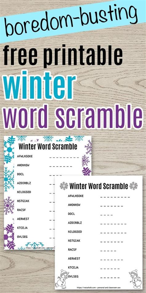 Winter Word Scramble The Artisan Life