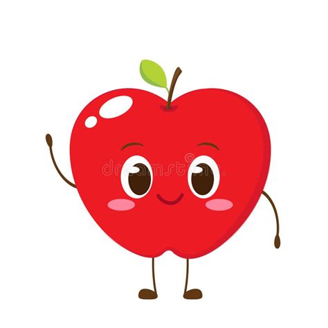Happy Apple Fruit Cute Character Mascot Vector Stock Vector