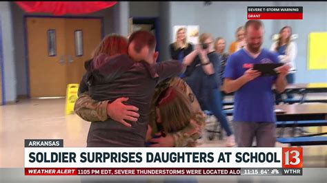 soldier surprises daughters at arkansas school youtube