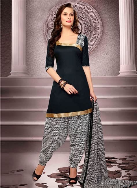 Black Cotton Punjabi Suit