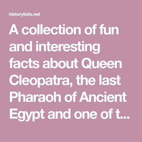 A Collection Of Fun And Interesting Facts About Queen Cleopatra The