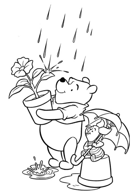 Pooh and his friends casted in the book the house at pooh corner. Disney Coloring Pages : Winnie The Pooh and Friends Play Rain