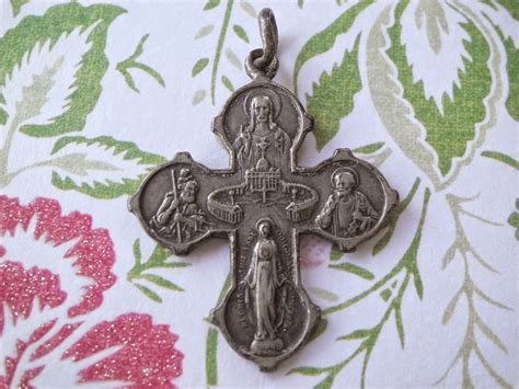 vintage religious medals rare vintage silver rome 4 way cross religious medal sacred heart st