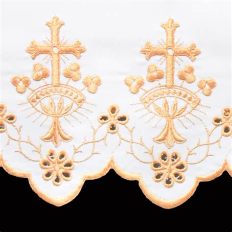 Altar Cloth Gold Or White Embroidery 7006 7007 100 Pure Linen