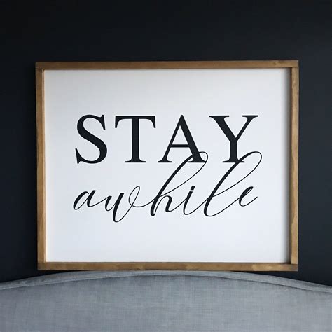 Stay Awhile Sign 25in X 20in Living Room Wall Decor Farmhouse