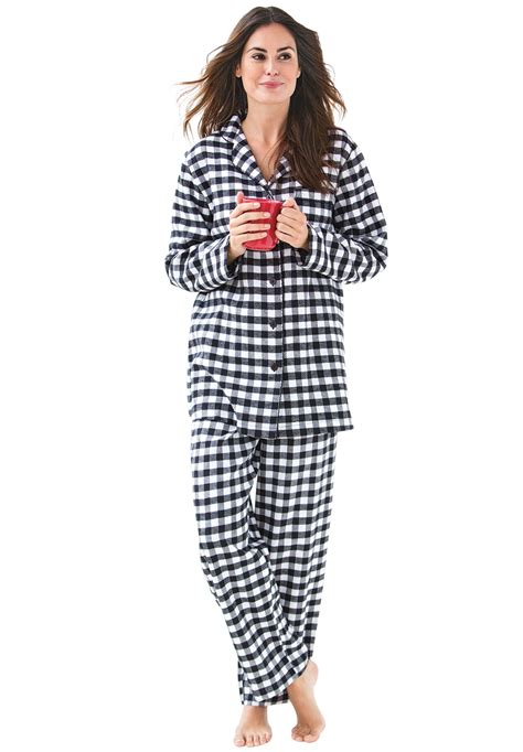 Dreams And Co Womens Plus Size Classic Flannel Pajama Set Pajamas