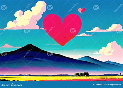 Elegant Love Heart In Abstract Art Valentines Day Illustration