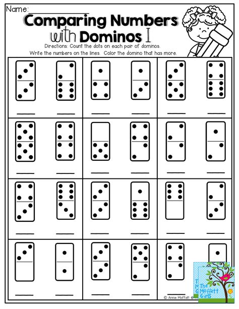 Count And Color The Domino That Has More Kindergarten Math
