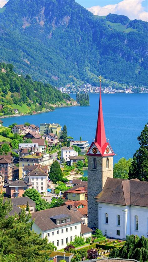Lake Lucerne And The Parish Of St Marys Church Backiee