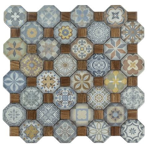 Merola Tile Tessera Multi 12 14 Inch X 12 14 Inch Ceramic Floor And