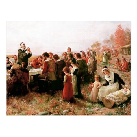 The First Thanksgiving In Plymouth Postcard