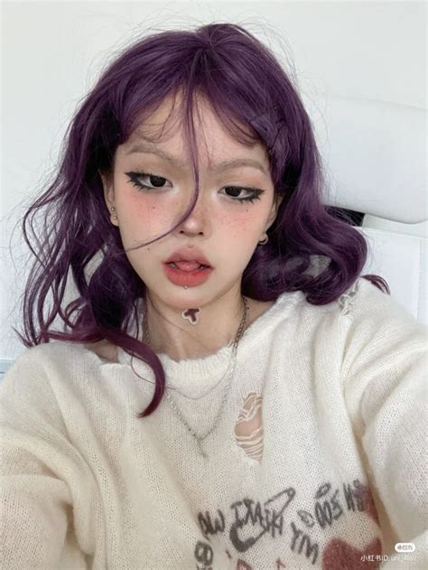 People Asian Make Up Purple Hair Instagram New Hair Aesthetic Hair Gaya Rambut Asian