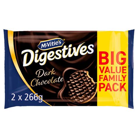 mcvitie s digestives dark chocolate biscuits twin pack 2 x 266g 532g chocolate biscuits