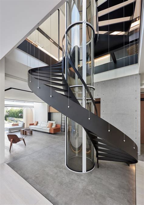 Multi Level Spiral Staircase Glass Elevator5 Idesignarch Interior