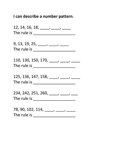 Number Sequences And Patterns Teaching Resources