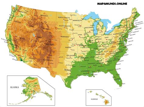 ⊛ Mapa De Estados Unidos 🥇 Político And Físico Descargar Colorear