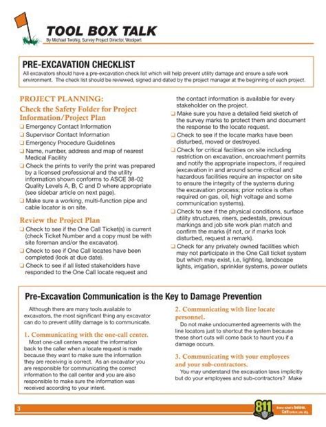 Tool Box Talk Excavation Safety Guide