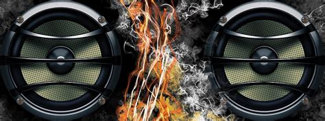 Hd Wallpaper Speakers Fire Smoke Music Banner Header Burn Flame