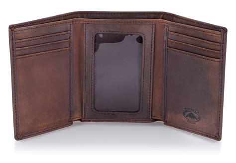 Stealth Mode Trifold Leather Wallet For Men With Rfid Blocking Brown