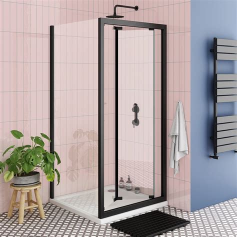 Toreno Matt Black 700 X 700mm Bi Fold Door Shower Enclosure