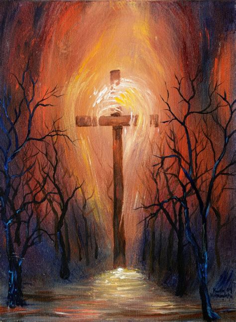 Holy Cross Acrylic Painting Christian Art Original Acrylic Painting