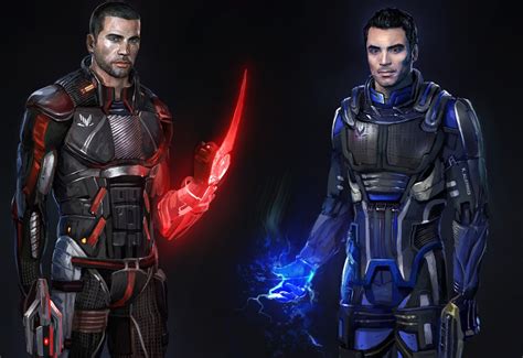 Two Male Character Holding Weapon Wallpaper Mass Effect Shepard Art Kaidan Alenka K