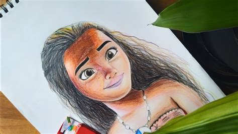 moana colored pencil drawing within minutes youtube