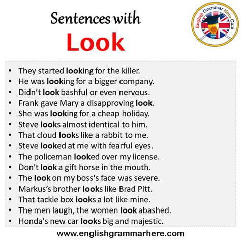 Sentences With Look Look In A Sentence In English Sentences For Look