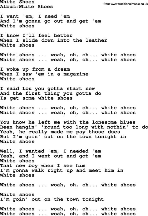 Emmylou Harris Song White Shoes Lyrics
