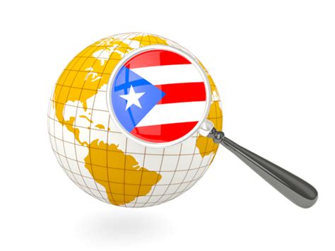 Magnified Flag With Globe Illustration Of Flag Of Puerto Rico