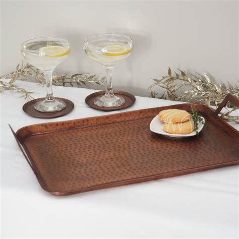 Antique Copper Serving Tray With Handles By Za Za Homes 