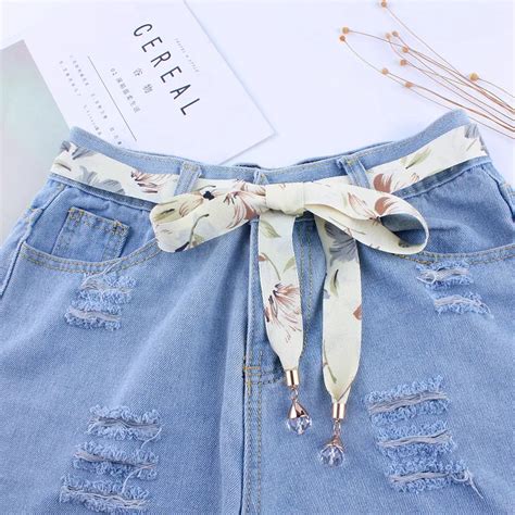 new fashion chiffon thin flowers waist fabric belts crystal women cloth belt ribbon rope gridle