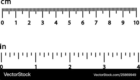 Centimeters And Inches Black Scale With Numbers Vector Image