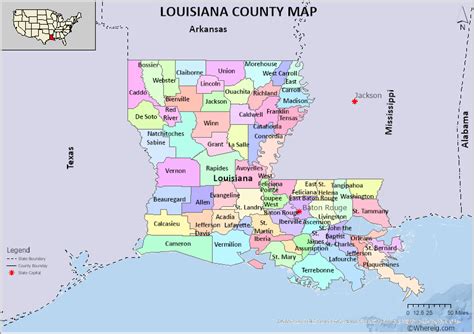 Louisiana County Map List Of Parishes In Louisiana With Seats