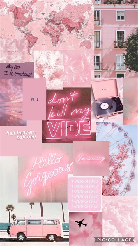 Only the best aesthetic wallpapers. Pink Aesthetic Wallpaper Collage #5409437 | kingwallpaper.com