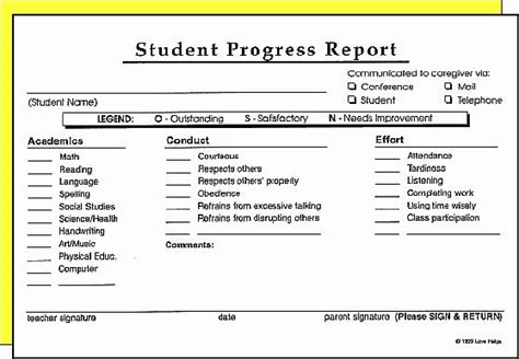 Elementary Progress Report Template Best Of 4 Elementary School