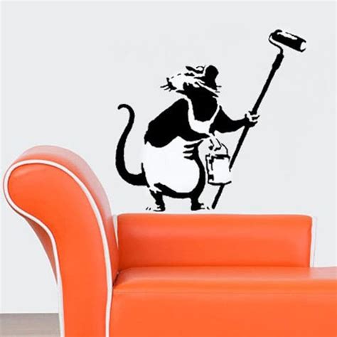Banksy Rat Stencil Decorator Rat With Paint Roller Paint Walls Fabrics